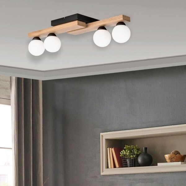 Lampadario a plafone CORTINA 4xG9/5W/230V nero/quercia