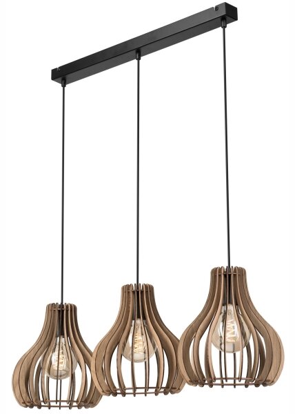 Lampadario a sospensione con filo TUCCI 3xE27/15W/230V quercia/nero
