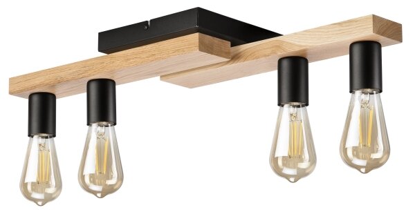 Lampadario a plafone MATTE 4xE27/15W/230V nero/quercia