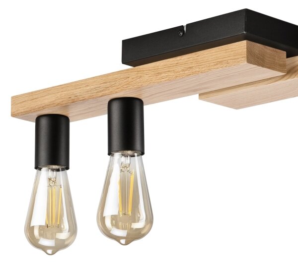Lampadario a plafone MATTE 4xE27/15W/230V nero/quercia