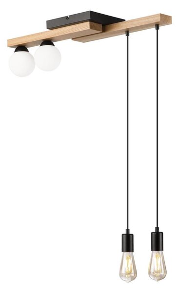 Lampadario a sospensione con filo CORTINA 2xE27/15W/230V + 2xG9/5W/230V nero/quercia