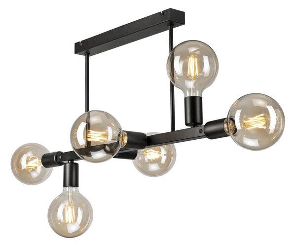 Lampadario a sospensione con supporto rigido ASTRID 6xE27/60W/230V nero