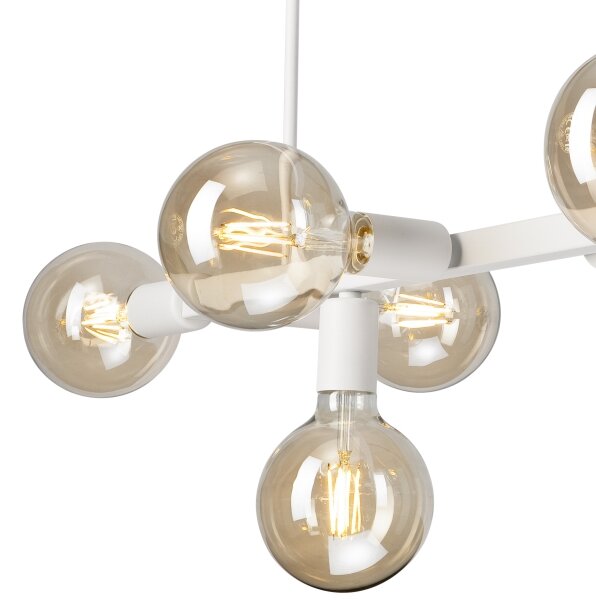 Lampadario a sospensione con supporto rigido ASTRID 8xE27/60W/230V bianco