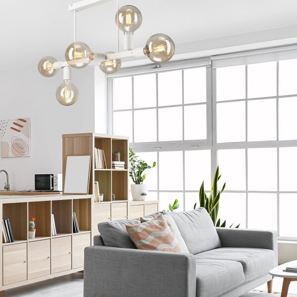 Lampadario a sospensione con supporto rigido ASTRID 6xE27/60W/230V bianco
