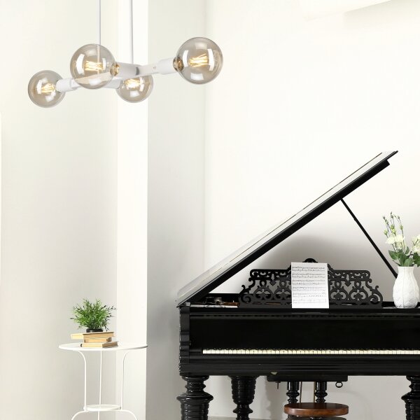 Lampadario a sospensione con supporto rigido ASTRID 4xE27/60W/230V bianco