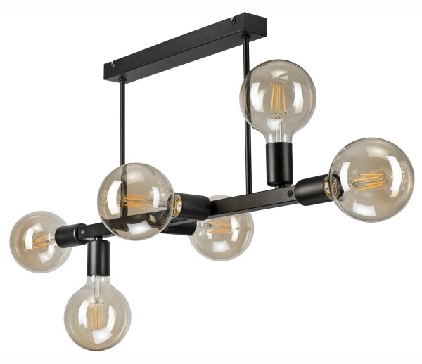 Lampadario a sospensione con supporto rigido ASTRID 6xE27/60W/230V nero
