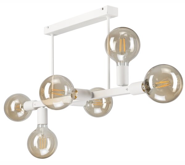 Lampadario a sospensione con supporto rigido ASTRID 6xE27/60W/230V bianco