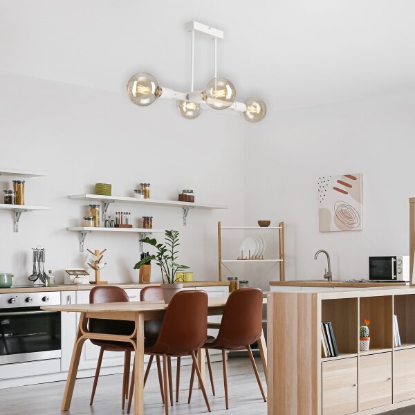 Lampadario a sospensione con supporto rigido ASTRID 4xE27/60W/230V bianco