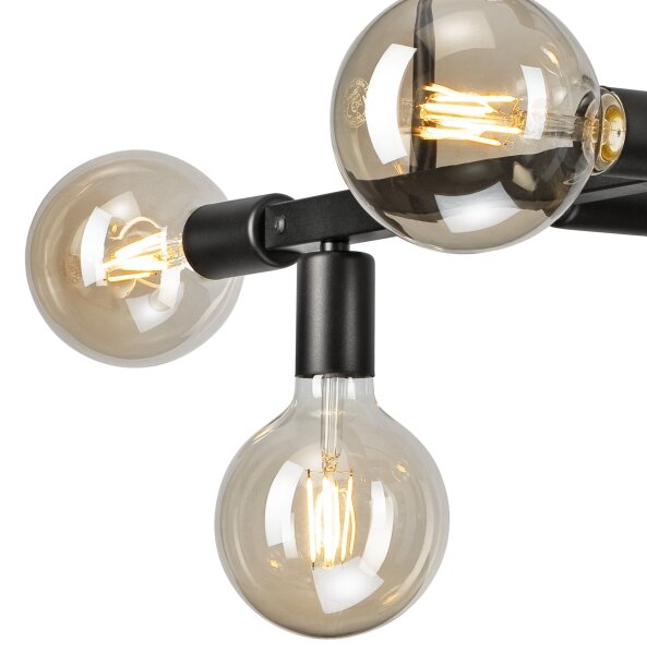 Lampadario a sospensione con supporto rigido ASTRID 6xE27/60W/230V nero