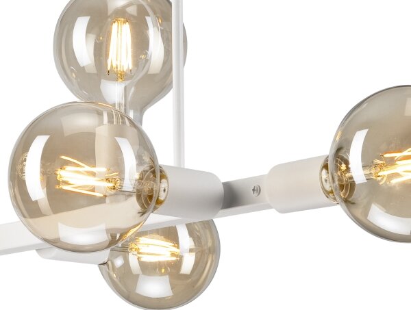 Lampadario a sospensione con supporto rigido ASTRID 8xE27/60W/230V bianco