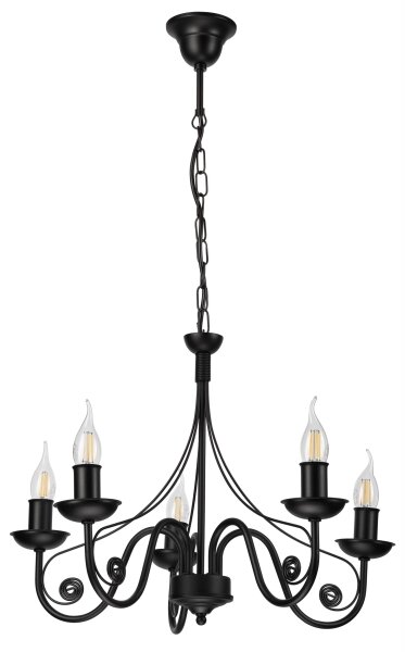 Lampadario a sospensione con catena DONATO 5xE14/40W/230V nero