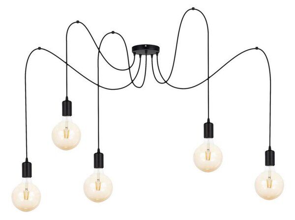 Lampadario a sospensione con filo MIROS 5xE27/60W/230V ragno nero