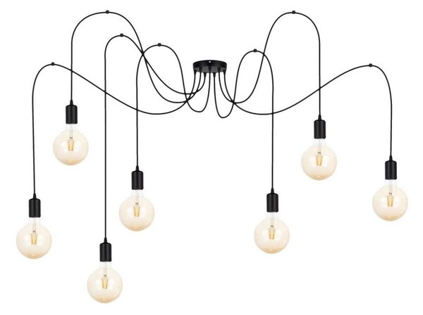 Lampadario a sospensione con filo MIROS 7xE27/60W/230V ragno nero