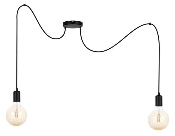 Lampadario a sospensione con filo MIROS 2xE27/60W/230V ragno nero