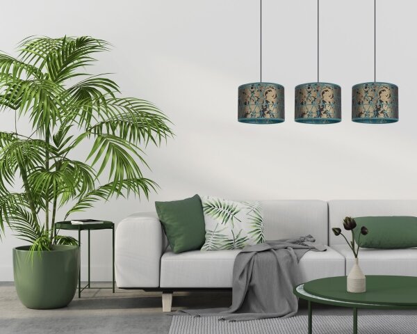Lampadario su corda REZO 3xE27/60W/230V oro/turchese