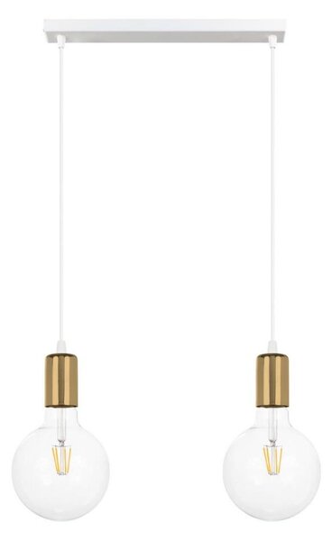 Lampadario a sospensione con filo MIROS 2xE27/60W/230V bianco/oro
