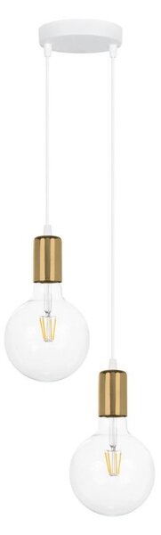 Lampadario a sospensione con filo MIROS 2xE27/60W/230V tondo bianco/oro