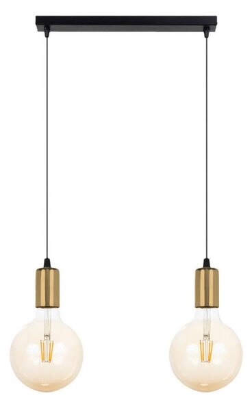 Lampadario a sospensione con filo MIROS 2xE27/60W/230V nero/oro