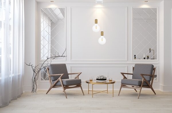 Lampadario a sospensione con filo MIROS 2xE27/60W/230V tondo bianco/oro