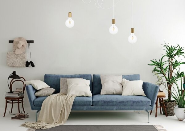 Lampadario a sospensione con filo MIROS 3xE27/60W/230V ragno bianco/oro