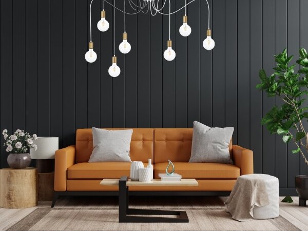 Lampadario a sospensione con filo MIROS 7xE27/60W/230V ragno bianco/oro