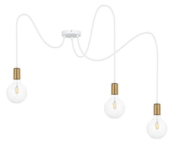 Lampadario a sospensione con filo MIROS 3xE27/60W/230V ragno bianco/oro