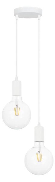 Lampadario a sospensione con filo MIROS 2xE27/60W/230V tondo bianco