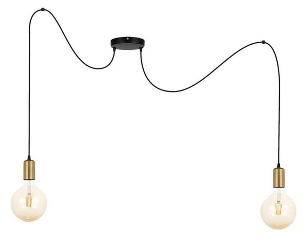 Lampadario a sospensione con filo MIROS 2xE27/60W/230V ragno nero/oro
