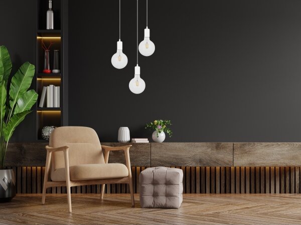 Lampadario a sospensione con filo MIROS 3xE27/60W/230V tondo bianco