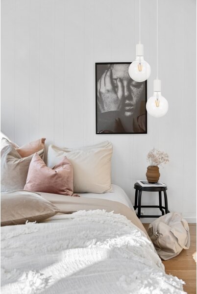 Lampadario a sospensione con filo MIROS 2xE27/60W/230V tondo bianco