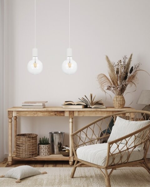 Lampadario a sospensione con filo MIROS 2xE27/60W/230V bianco