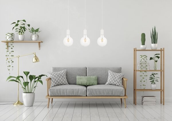 Lampadario a sospensione con filo MIROS 3xE27/60W/230V bianco
