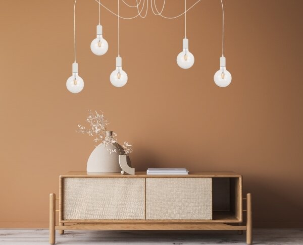 Lampadario a sospensione con filo MIROS 5xE27/60W/230V ragno bianco