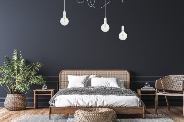 Lampadario a sospensione con filo MIROS 3xE27/60W/230V ragno bianco