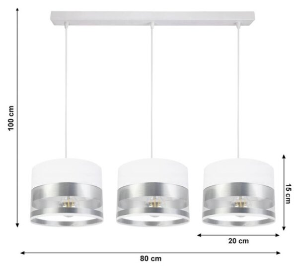 Lampadario su filo MILO 3xE27/60W/230V argento