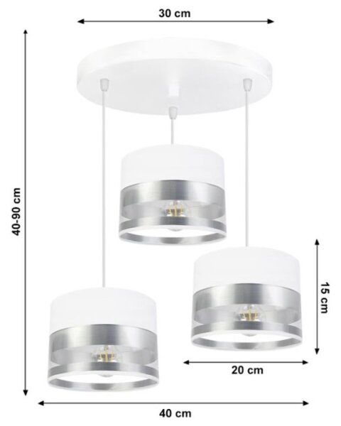 Lampadario su filo MILO 3xE27/60W/230V argento