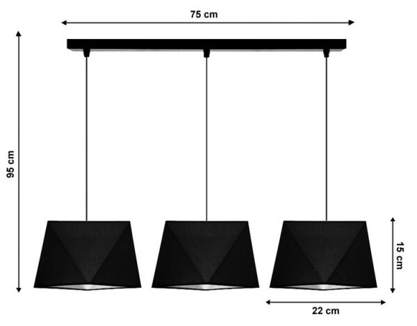 Lampadario a sospensione con filo DIAMENT 3xE27/60W/230V nero