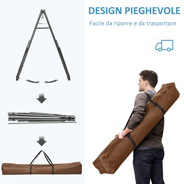 Outsunny Supporto con Amaca Autoportante Pieghevole, Amaca in Cotone e Struttura in Acciaio, Capacità max. 120kg, 270x100x94cm|Aosom