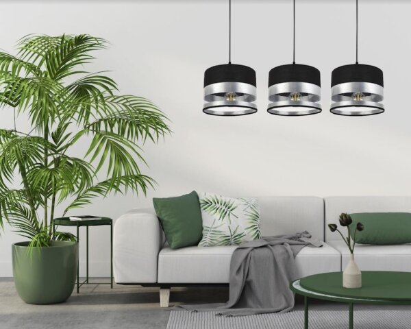 Lampadario su filo MILO 3xE27/60W/230V argento/nero