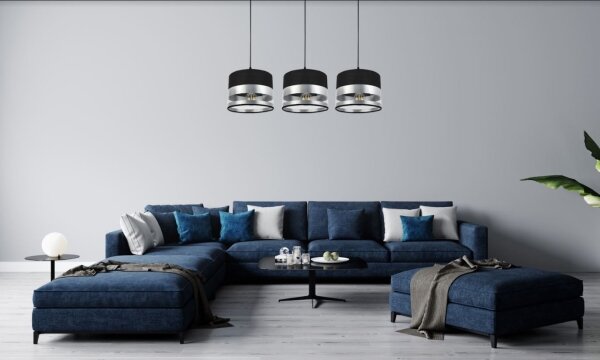 Lampadario su filo MILO 3xE27/60W/230V argento/nero