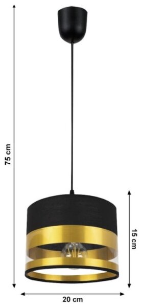 Lampadario su filo MILO 1xE27/60W/230V dorato/nero