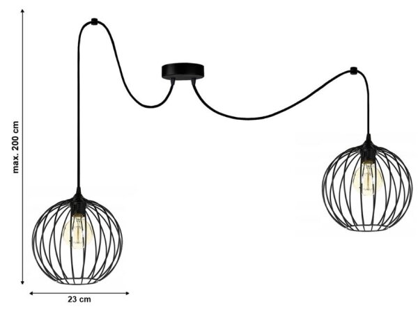 Lampadario a sospensione con filo MATT 2xE27/60W/230V ragno