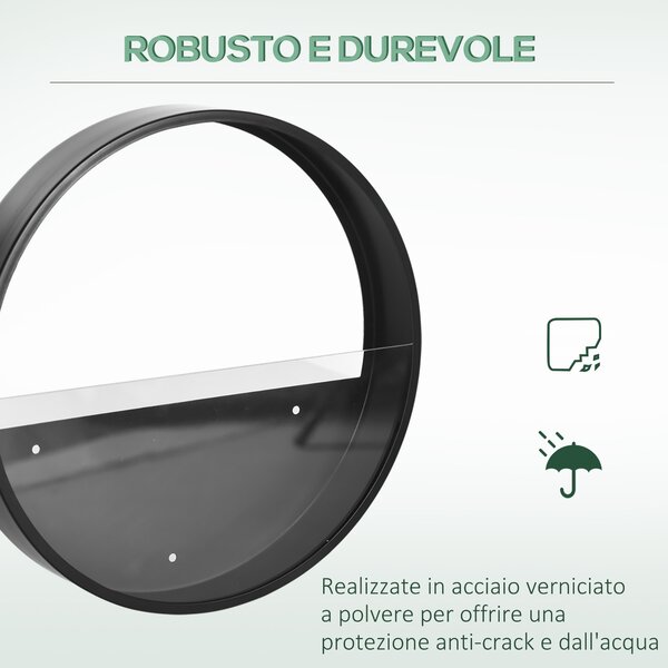 Outsunny Set 3 Fioriere Balcone, Montaggio Parete, Versatili per Interni/Esterni, Ф30.5x5/Ф20.5x5/Ф15.5x5 cm|Aosom