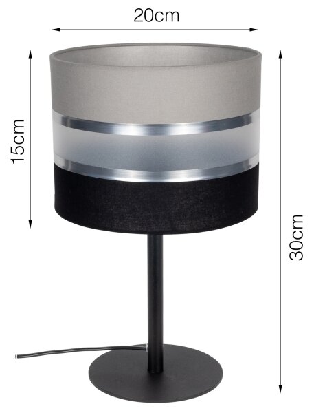 Lampada da tavolo CORAL 1xE27/60W/230V nero/grigio