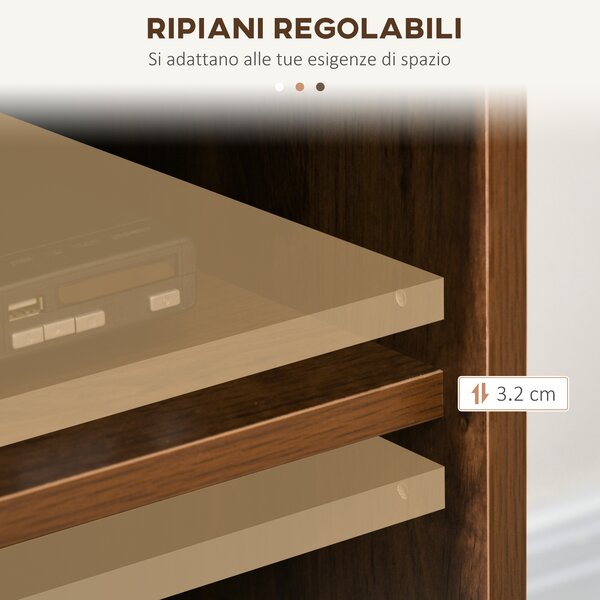 HOMCOM Mobile Porta TV fino 65" con 2 Armadietti e 2 Vani Aperti in Legno, 150x40x56cm, Marrone|Aosom