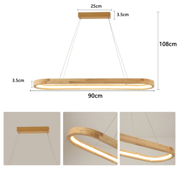 Brilagi - Lampada a sospensione con cavo UMEA WOOD LED/40W/230V 90x22 cm legno