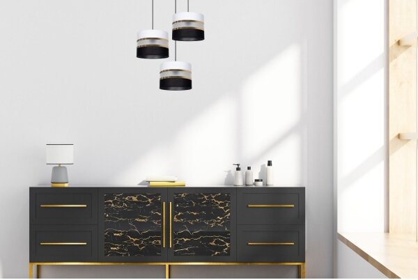 Lampadario a sospensione con filo CORAL 3xE27/60W/230V bianco e nero