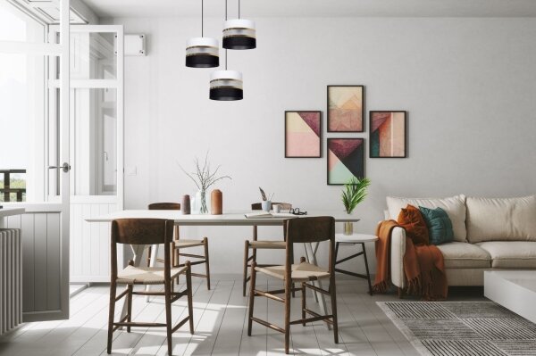Lampadario a sospensione con filo CORAL 3xE27/60W/230V bianco e nero