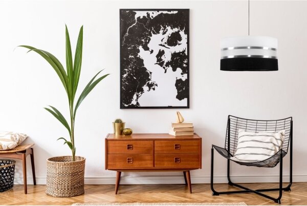 Lampadario a sospensione con filo CORAL 1xE27/60W/230V bianco e nero