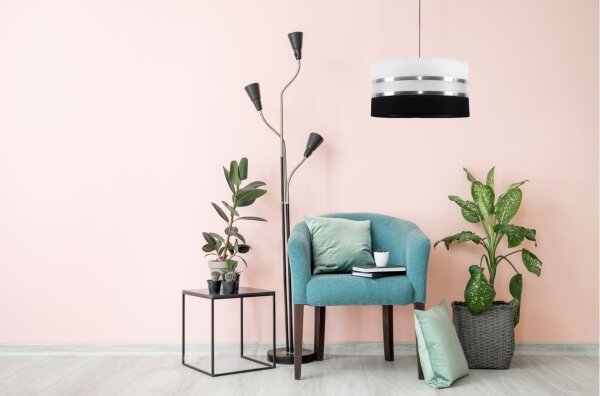 Lampadario a sospensione con filo CORAL 1xE27/60W/230V bianco e nero